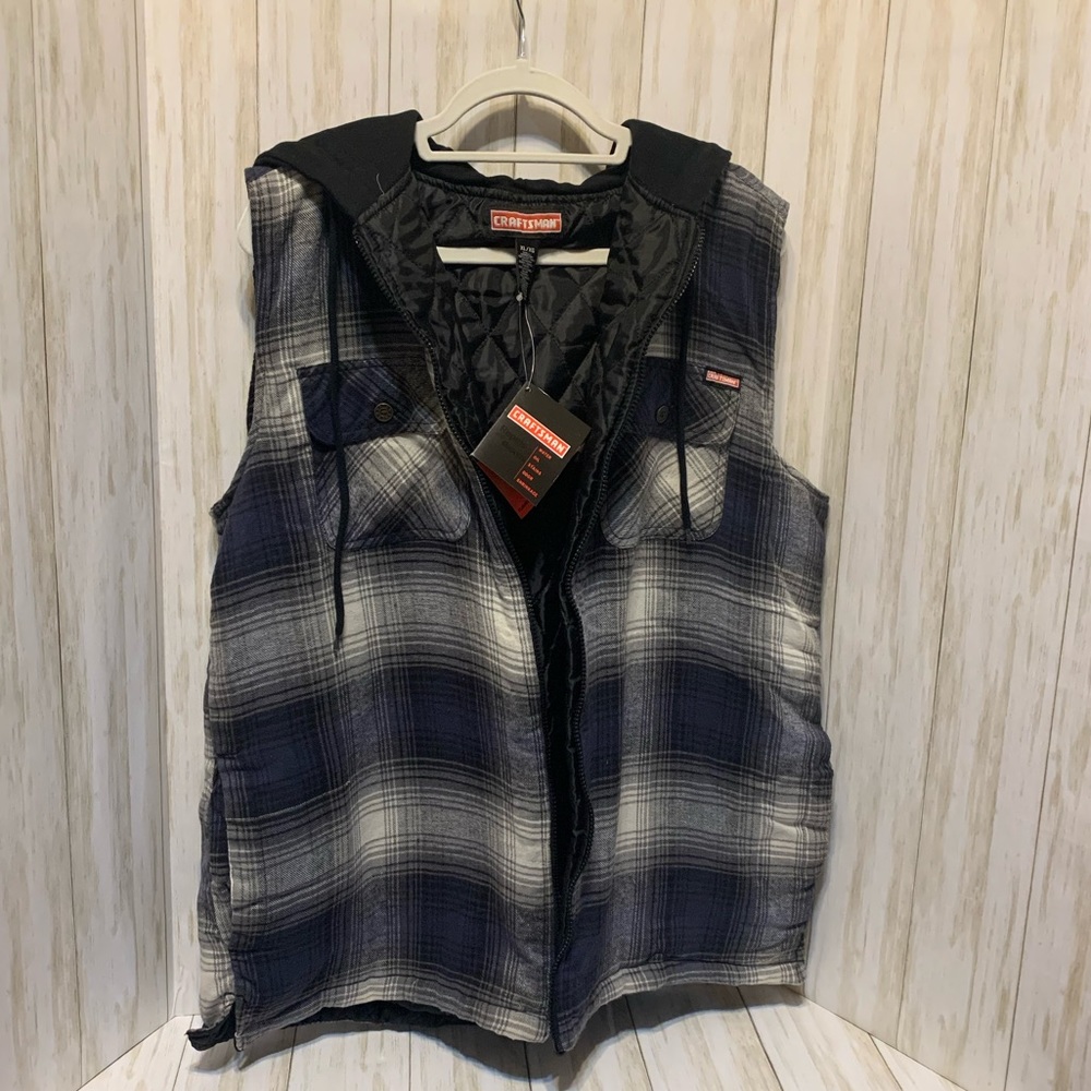 Craftsman Navy Blue Plaid XL Vest New with Tags